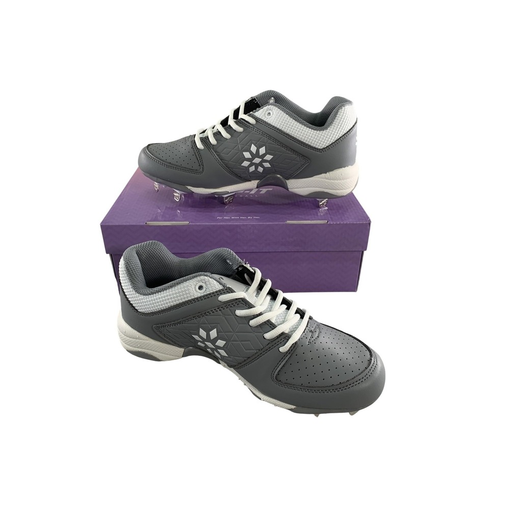 Ringor RIP-IT Diamond Softball Cleats Womens 8 Gray Charcoal White Metal Shoes